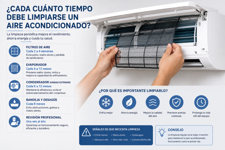 Persona retirando y limpiando el filtro de un aire acondicionado tipo split mientras realiza el mantenimiento preventivo recomendado para mejorar el rendimiento, reducir el consumo eléctrico y mantener una buena calidad del aire.