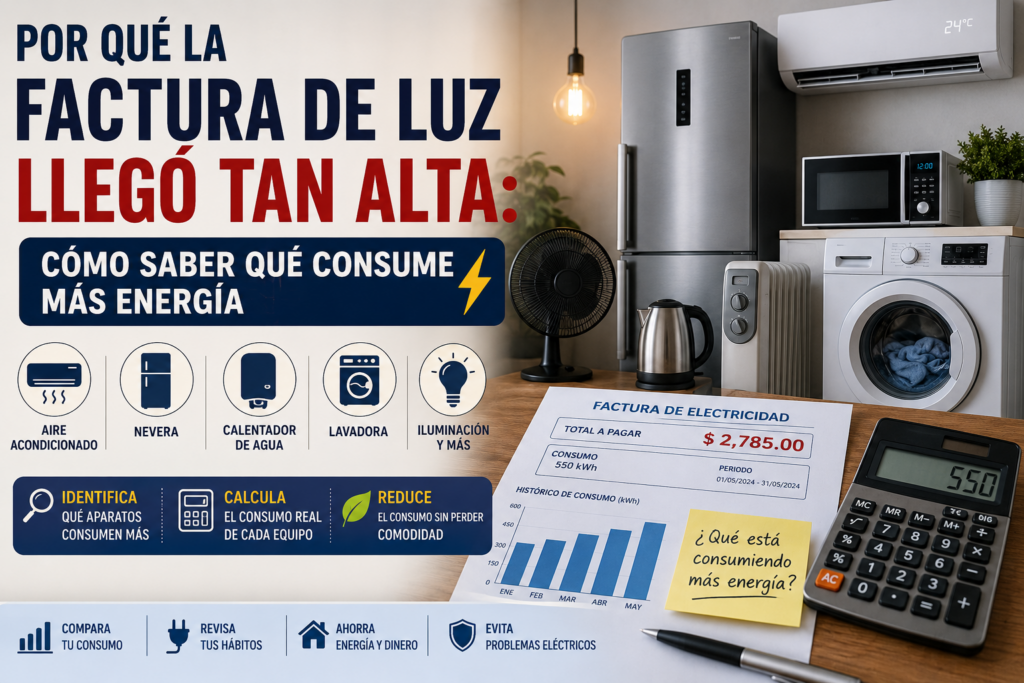 Electrodomésticos del hogar y factura de luz alta para identificar qué aparatos consumen más energía
